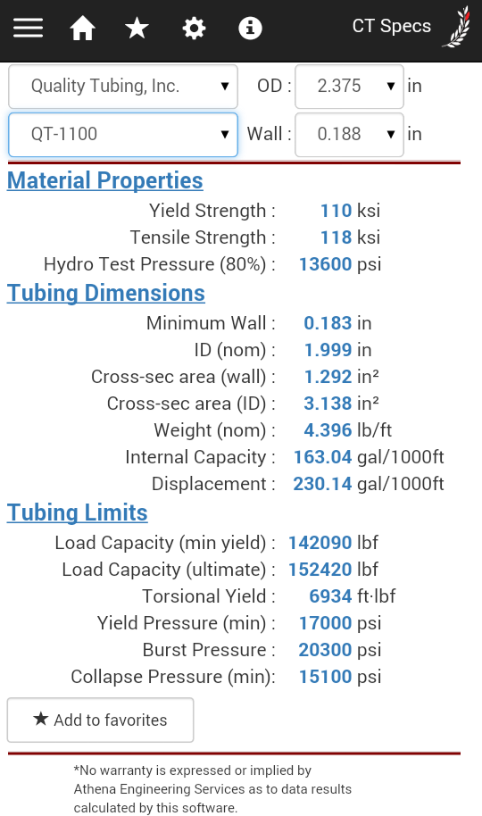 coil tubing specs